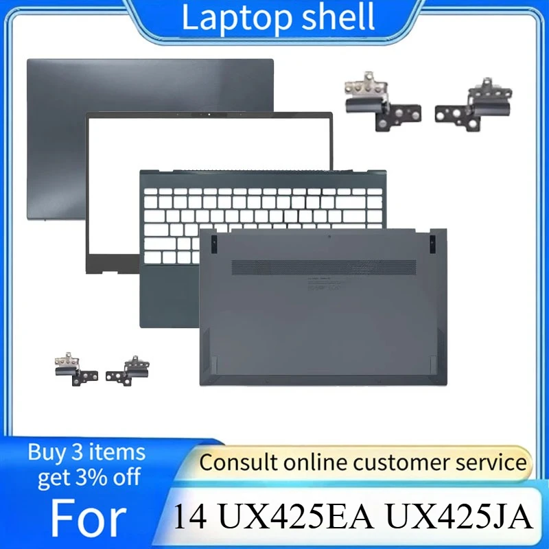 NEW LCD Back Cover Front Bezel Palmrest Bottom Case Hinges Laptop Frames For ZenBook 14 UX425EA UX425JA Laptop
