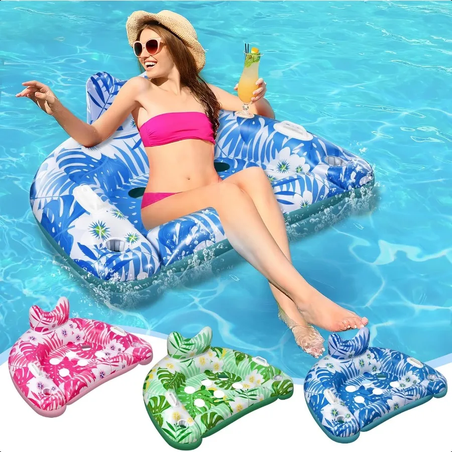 

Pool Floats 3 Pack Iatable Pool Floats Adult Pool Float with Cupholders Duty Handles Upgraded Pool Chairs Perfect Summer Pool T