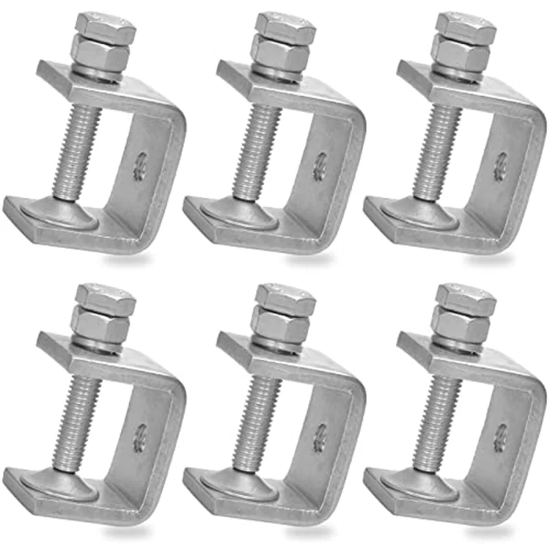 

6 Pcs 1 Inch Stainless Steel Small C-Clamp for Woodworking, Heavy Duty Metal U-Clamps Mini Desk Tiger-Clamp