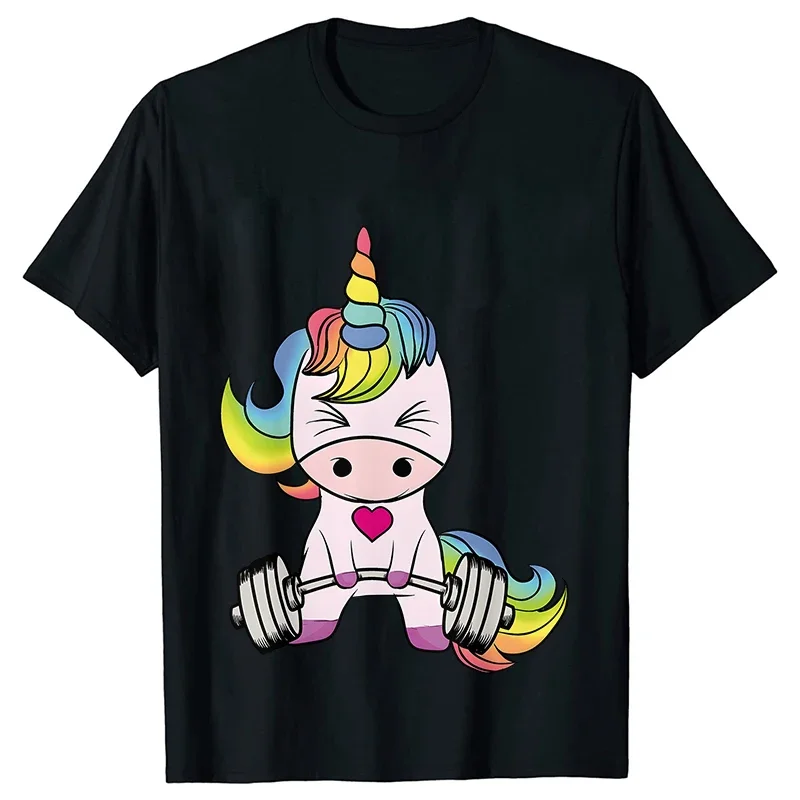 Unicorn Gym Shirts for Women Unicorn Weightlifting T-shirts Trainer Fitness Workout Tshirts Summer Fashion T Shirt for Women