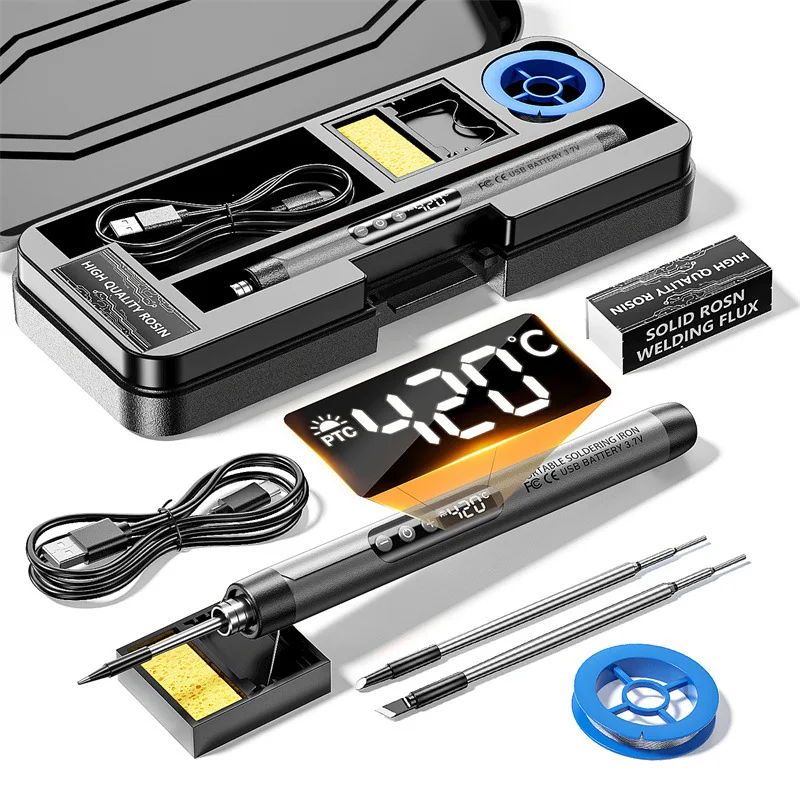 Mini Digital Display USB Rechargeable Soldering Iron Portable Wireless DIY Repair Kit for Household & Code Removing