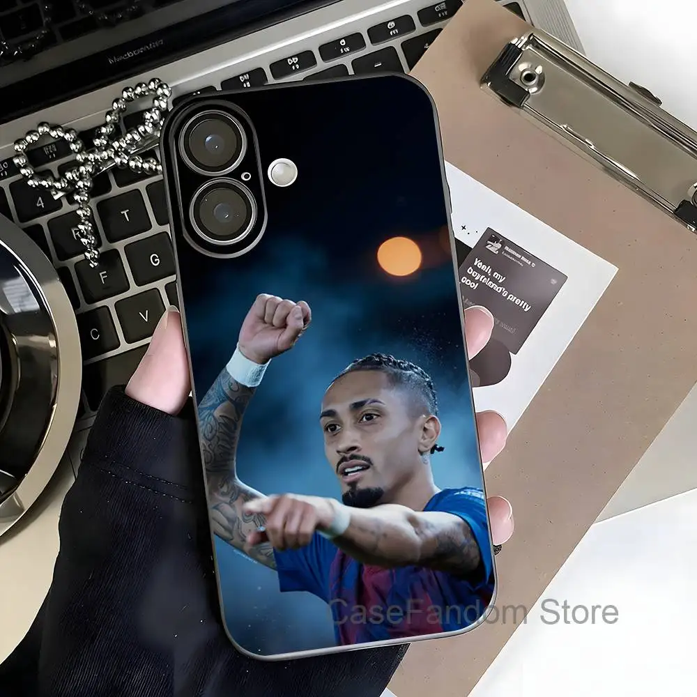 Custodia Trasparente Grigia per iPhone 17,16,15,14,13,12Pro,Max,Plus con Ricarica Wireless Magnetica, B-Brazil R-Raphinhas 11 Football