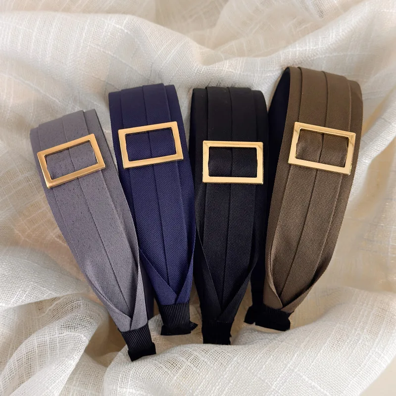 Korean Hair Hoop Hairbands for Women Luxury Square Buckle Wide Headbands Makeup Wash Face Headdress Fashion Hair Accessories 1pc