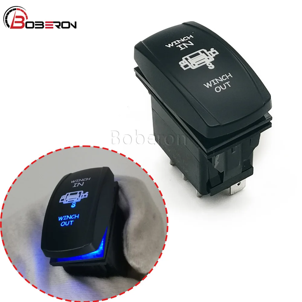 Winch In Out Switch Rocker Blue LED Laser Replacement For Off Road Vehicle For Truck For Yacht Car Switches Relays