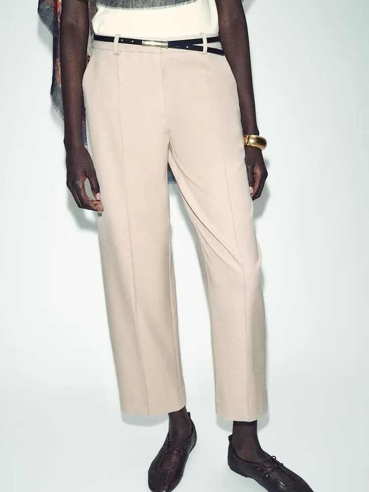 

Spring 2026 New Faion Ele Straight Leg Pants with Belt Women's Clothing Sweet Match Versatile 874268 40