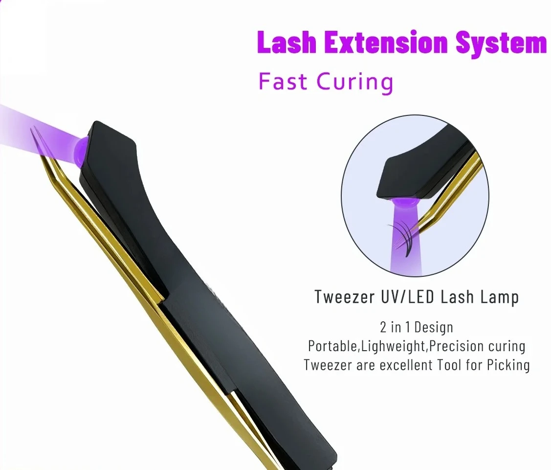 for Eyelash Tweezers With Led Light UV Eyelash Extension Light Lamp 3W UV Lash  Glue Light on Tweezers UV Lamp Eyelashes