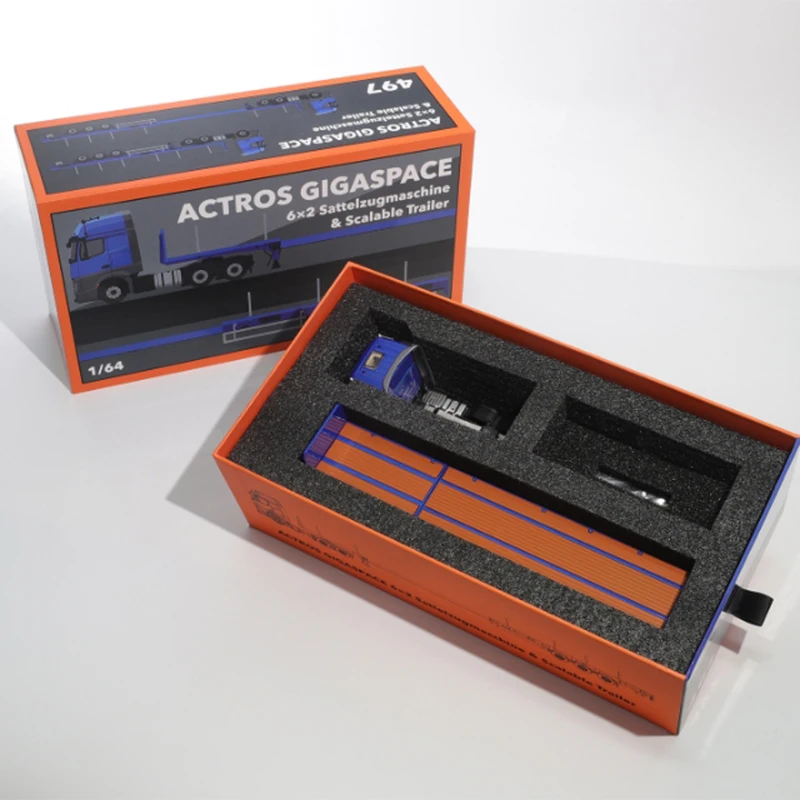 مقياس 1:64 Actros 3-محور مقطورة سيارة محاكاة نماذج من الشاحنات عرض ثابت تحصيل لعبة هدية تذكارية الديكور