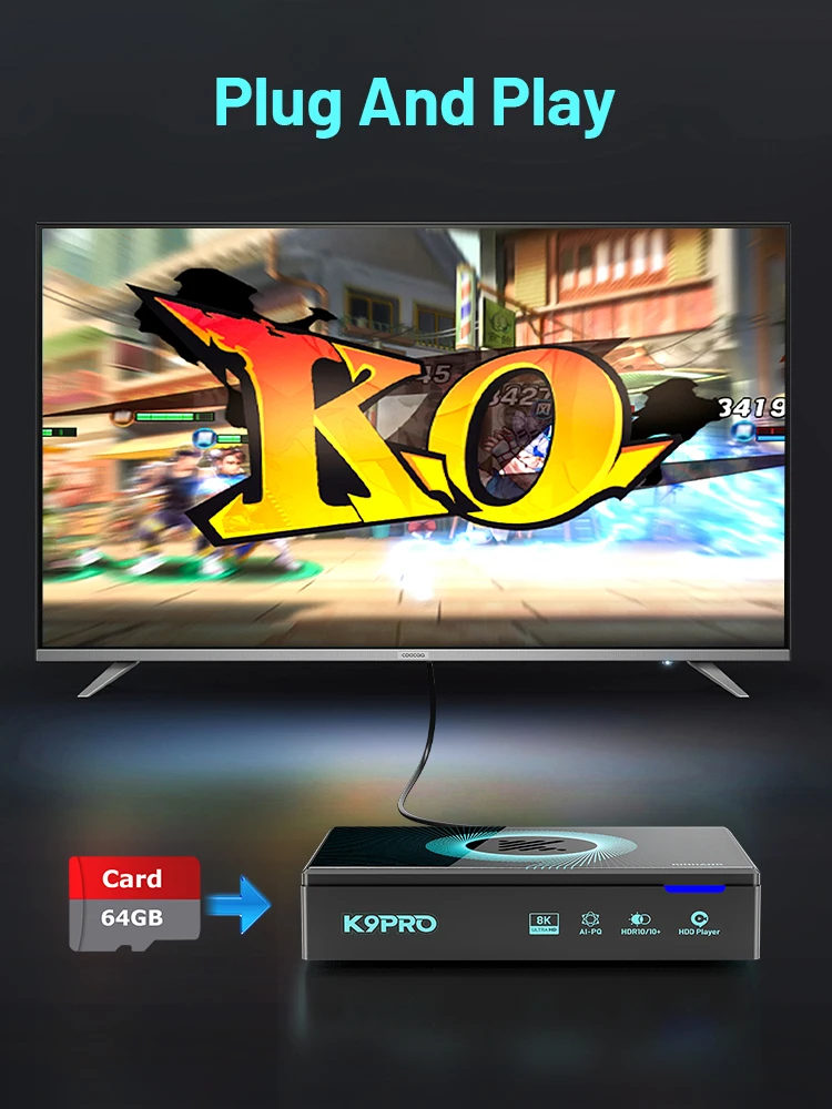 K9 Pro 8K Android TV Box with RK3588S HDR10+ Montage Poster Wall  HDD Player for Android TV12 WiFi 6 included HDMI2.1 Cable