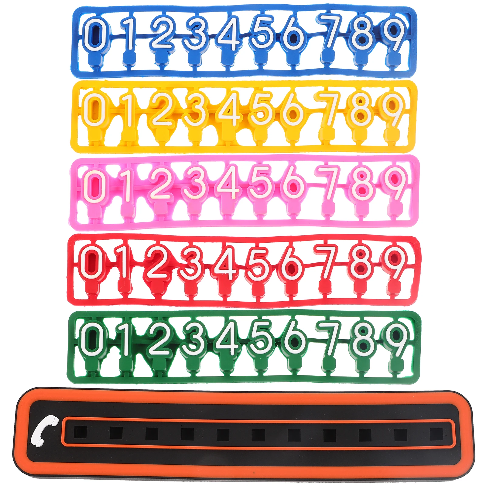 

PVC Temporary Parking Card Orange Color Phone Number Plate Movable Numbers Easy Install Dashboard Decorations Car Accessories