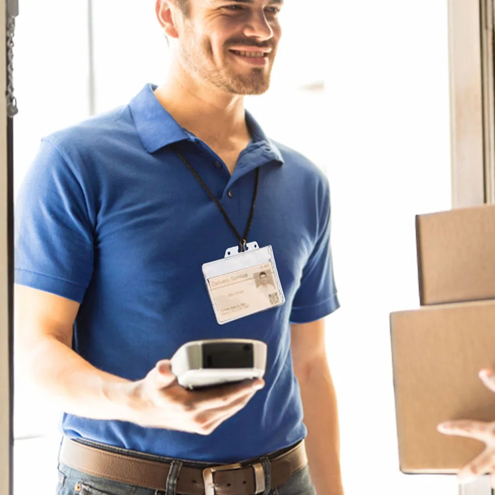 

3pcs Chest Badge Holder Clear Id Sleeves For Office Employees Teachers Students Abs Transparent Card Protectors Small