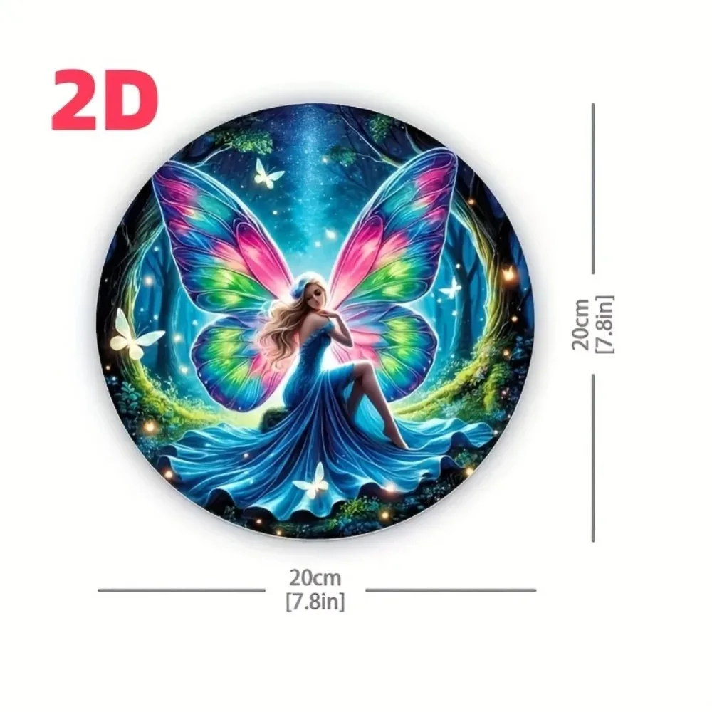 ساحر الغابات الجنية جولة 2D جدار الفن السحرية فراشة مليئة بالنجوم ليلة السماء ديكور المنزل بار #2