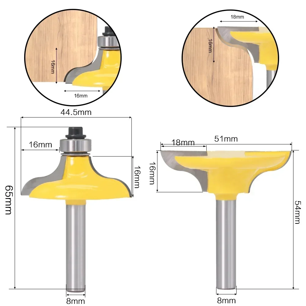 2PCS/Set 8MM Shank Milling Cutter Wood Carving Entry Door For Long Tenons Router Bit Tenon Cutter For Woodworking Engraver Tools