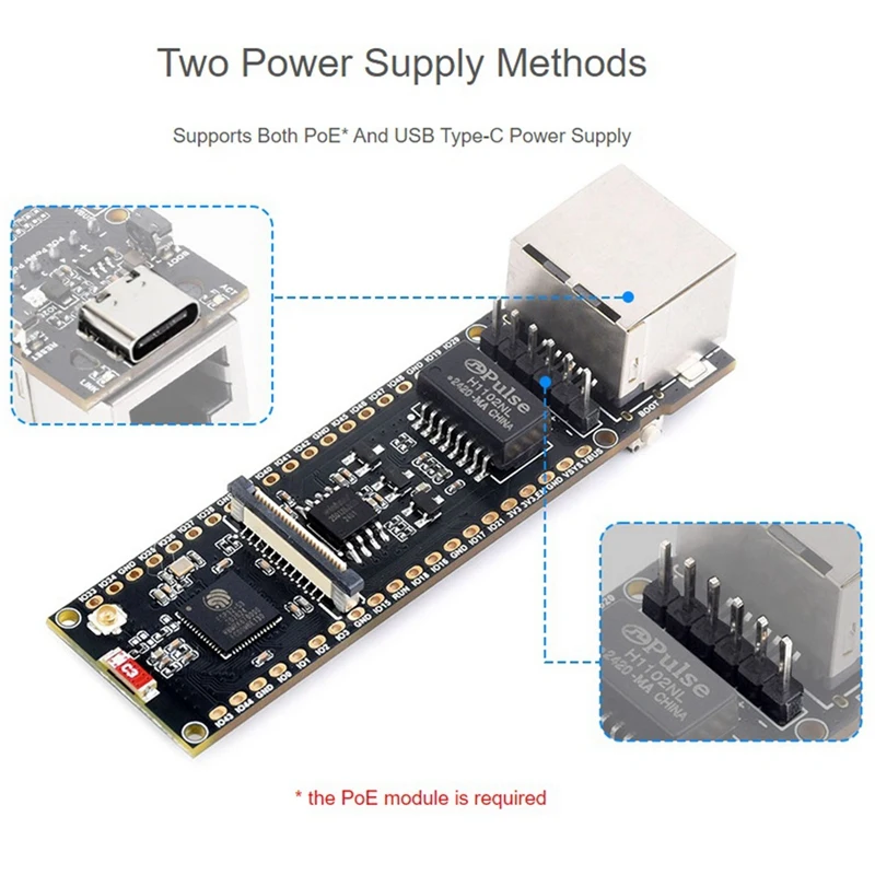 ESP32-S3-POE-ETH ESP32-S3 Ethernet Development Board Support Poe Dual-Core Wi-Fi And Bluetooth Wireless USB Type-C Port