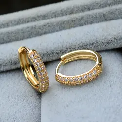 2024 Fashion Double Row Zircon Huggie Hoop Earrings Gold Color Tiny Cartilage Piercing Small Earrings Wedding Jewelry Accessory