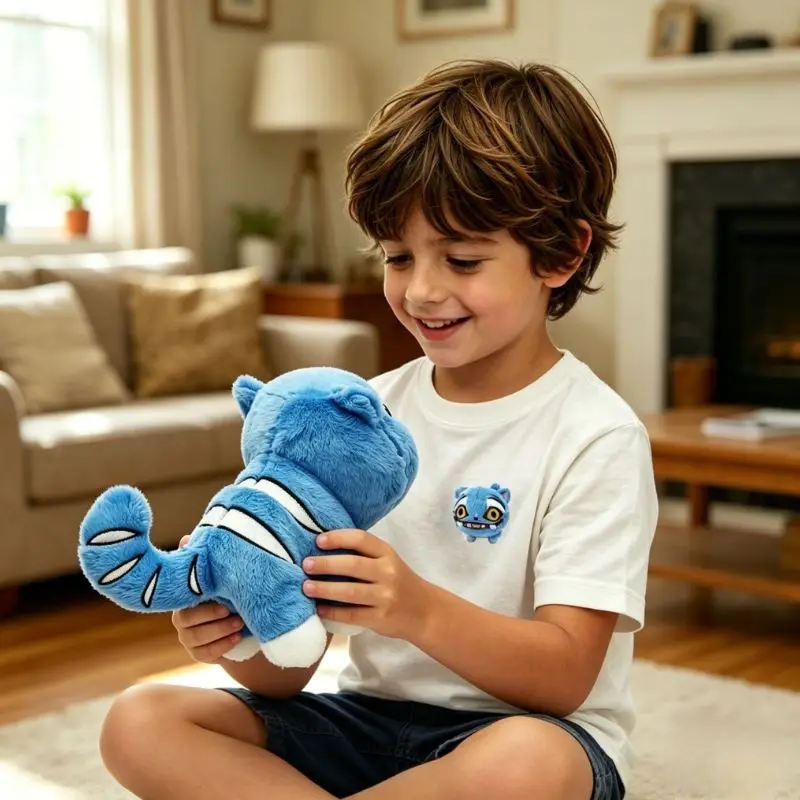 Peluche de Anime Hunter: Tigre Morado/Tigre Azul Adorable para Coleccionistas y Regalo para Fans
