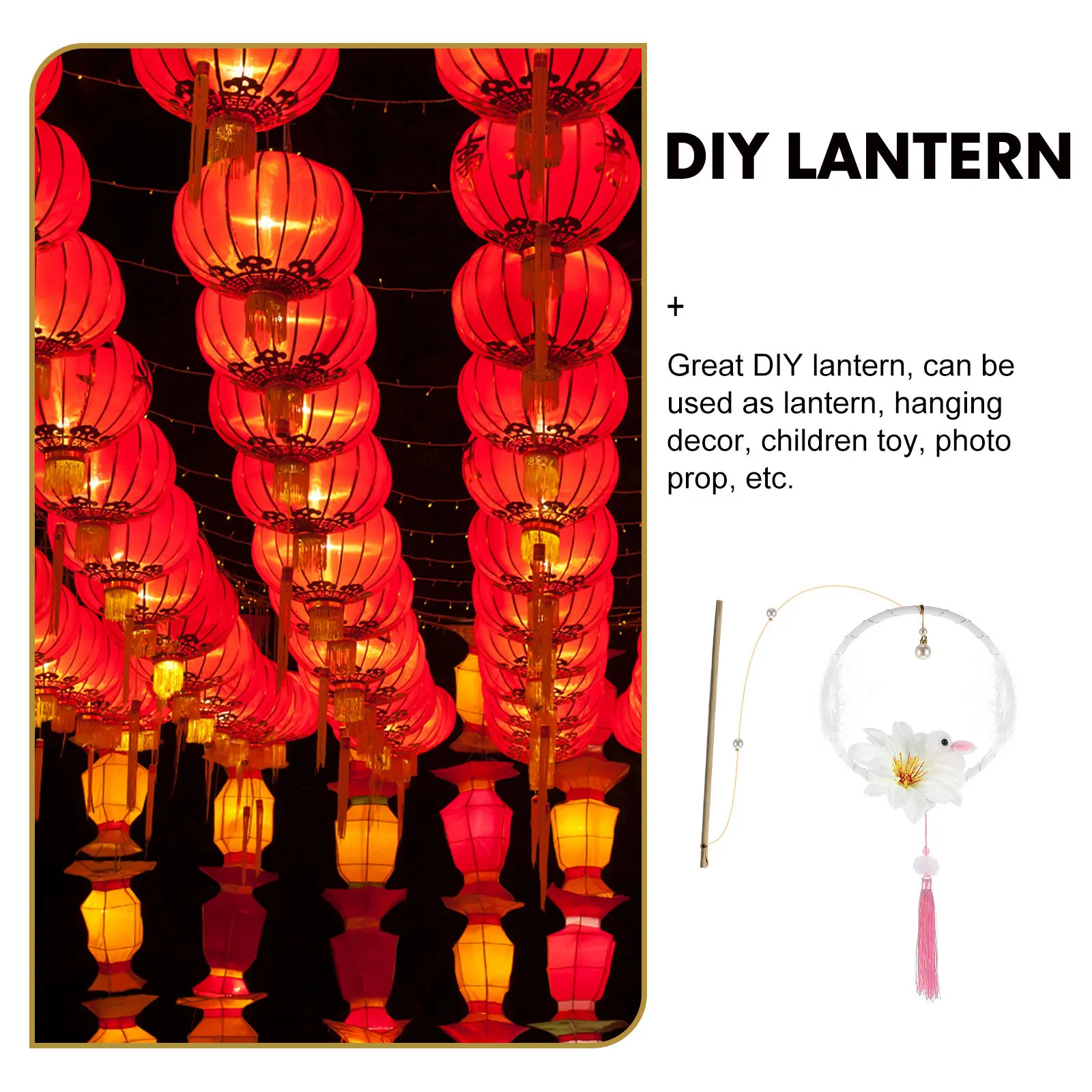 

1Set DIY Rabbit Lantern Kit Glowing Handheld Light Portable Festival Lantern New Year Decorative Scene Layout Night