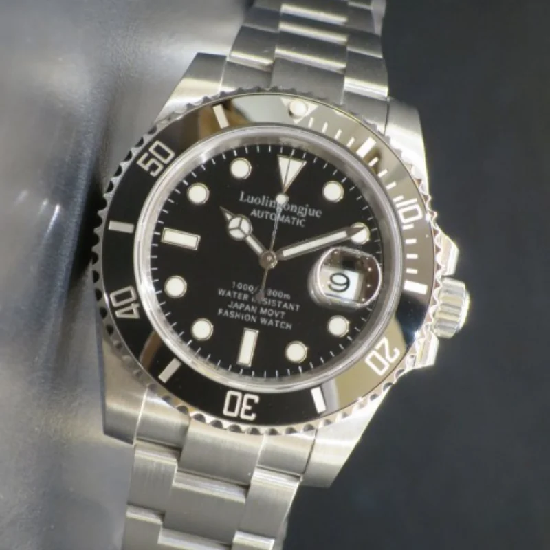 ساعة رجالية من سلسلة الغواصة الفاخرة، ساعة ميكانيكية أوتوماتيكية مقاومة للماء للأعمال العصرية للرجال، تصميم هيكل عظمي، حزام من الفولاذ المقاوم للصدأ، هدية عيد ميلاد وعيد الحب للرجال