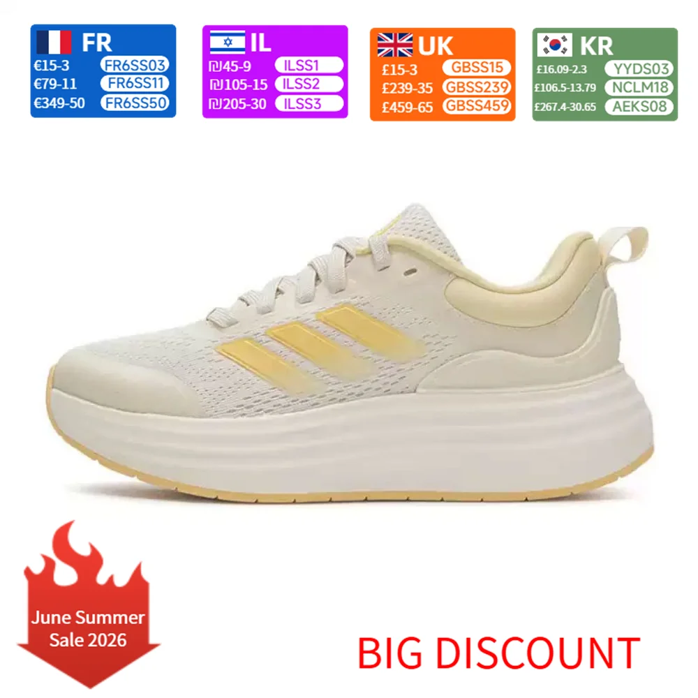 adidas NORA SHELL Comfortable and Versatile Low-Top Casual Running Shoes for Women in Light Yellow JQ9634