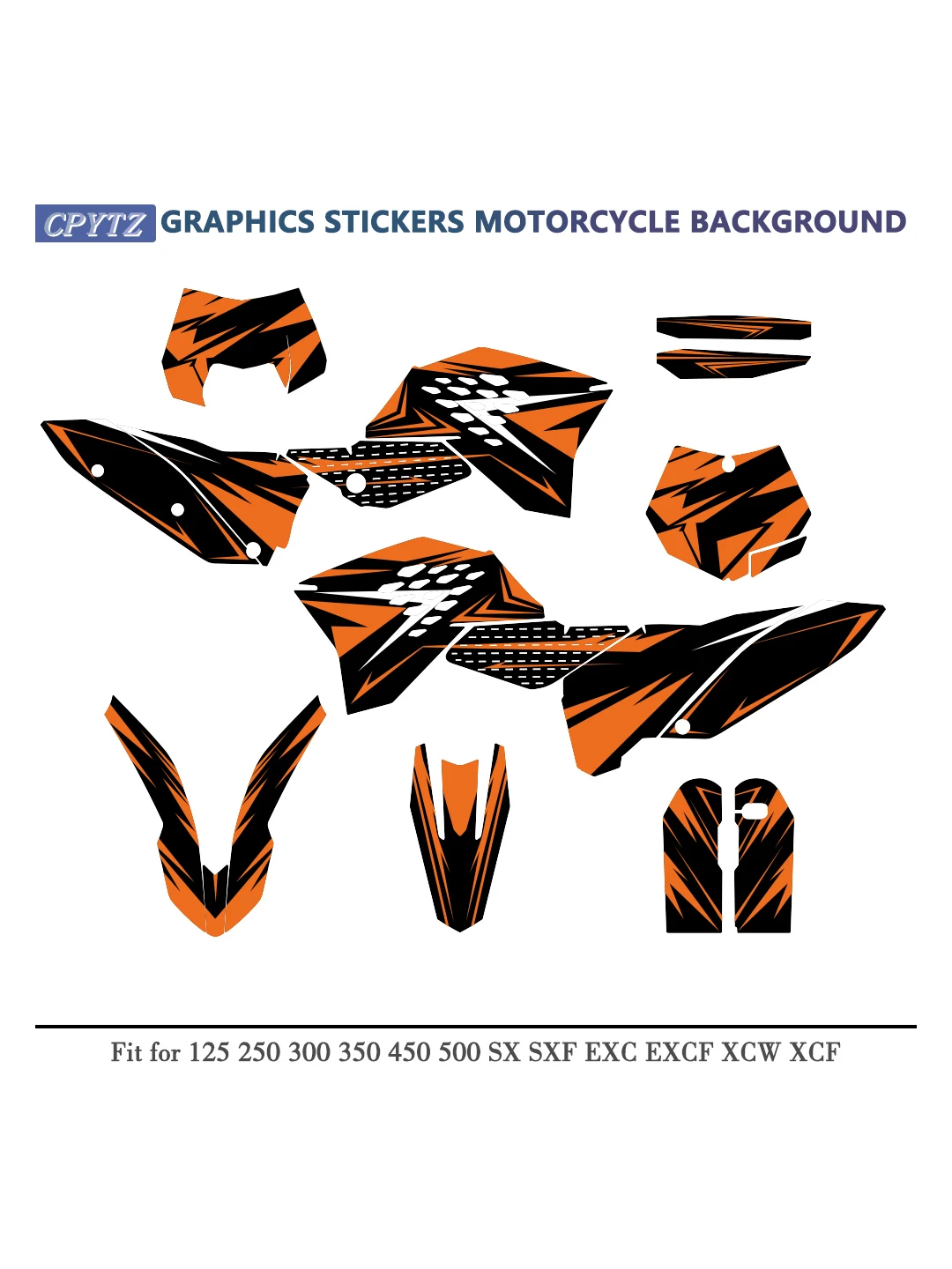 Kit d'autocollants graphiques complets pour moto, compatible avec 125 250 300 350 450 500 SX SXF 2007-2011 EXC EXCF XCW 2008 2009