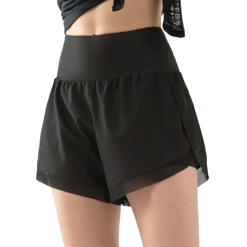 Sneldrogende Anti-Blootstelling Sportshorts Dames Zomer Losse Hardloopbroek Fitness Vrije Tijd Hoge Taille Yogabroek