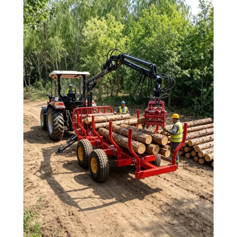 Cheapest Price ATV Log Trailer with Crane Hydraulic Timber Loader Grapple Wood Timber Crane Loader and Grapple
