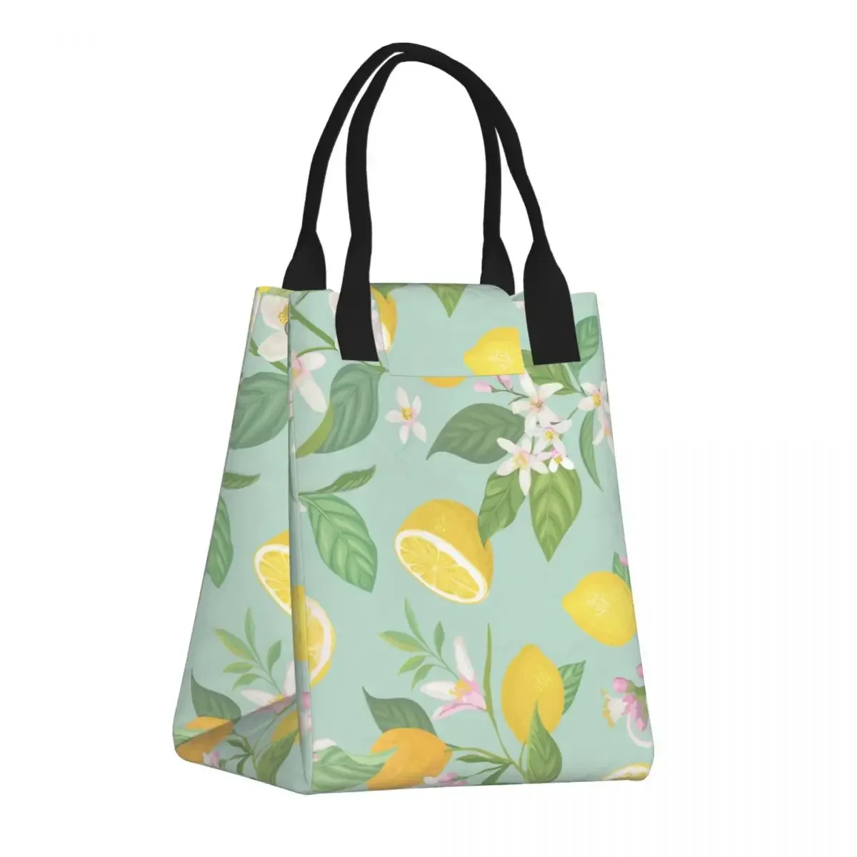 

Portable Lunch Bag Fresh Cooler Pouch Convenient Lunch Box Tote Plant Fruit Lemon Floral Container Bag