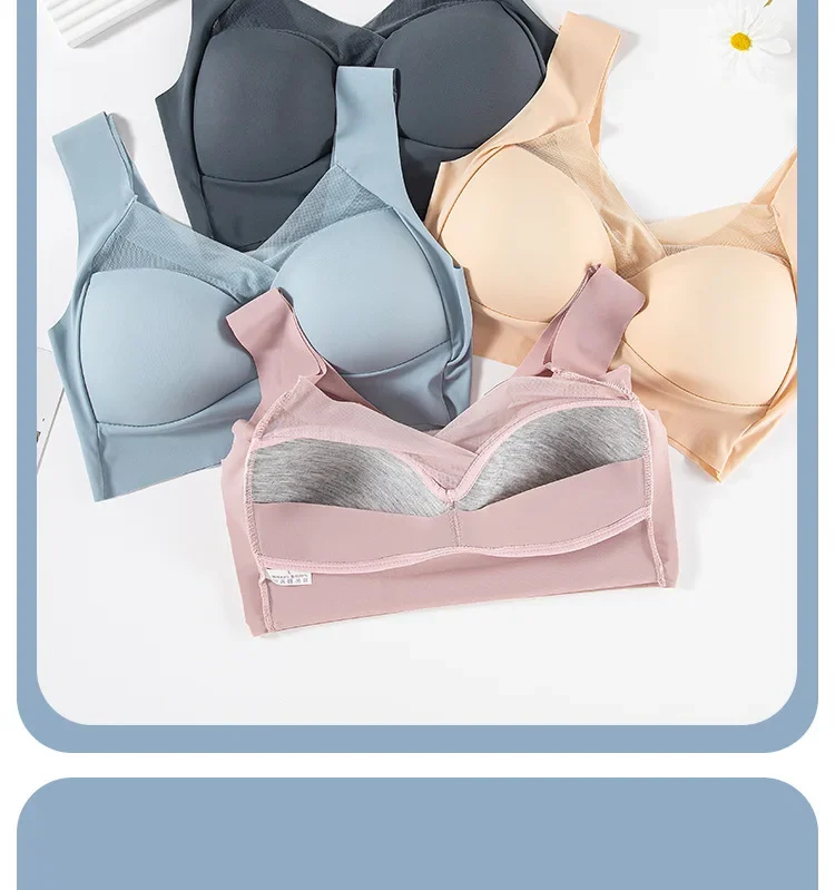 Damen Spitzen-Sport-BHs Übergröße Nahtloser BH Bralette Rückenfreier Damen-BH Weste Stoßfester Drahtloser Top-BH L-3XL – Detail 7