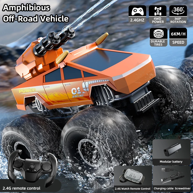JJRC Q213 Rc Offroad Car Pick-Up Truck Amphibious Remote Control Climbing Vehicle Shooting Water Gun Competition Race Car Boys