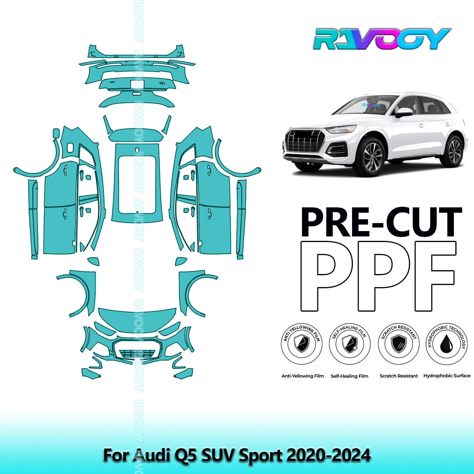 

Full Vehicle Clear Bra Precut PPF Paint Protection Film For Audi Q5 SUV Sport 2020-2024