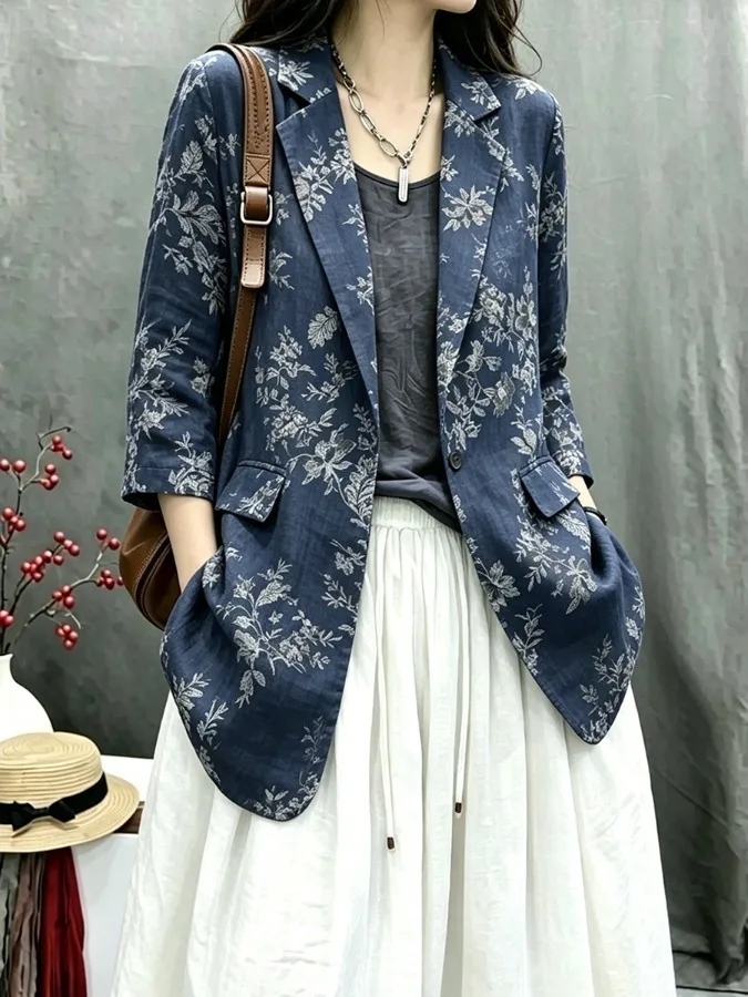 Authentic Summer 2026 Long Sleeve  Silk Printed Vintage Loose Women's Suit Elegant Fashionable Polyester Fiber One Bu...