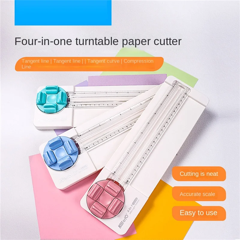 A16R-KW-TRIO 4-In-1 Paper Cutter Multi-Functional Knife Curved/Straight Photos Making Sliding Cutting Tool