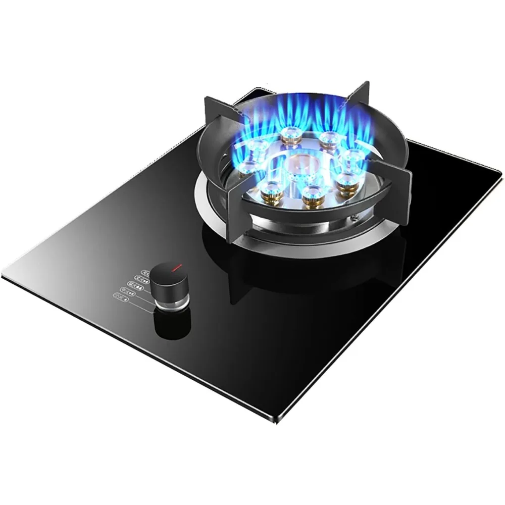 バーナーガスコンロ ガスホブ ビルトインガスコンロ 5.2KW ガラスコンロ ブラックガラスコンロ チャイルドノブ＆フレームアウト保護付き(E