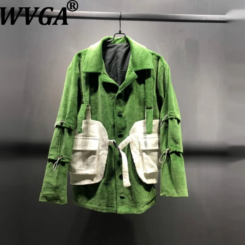 

WVGA Autumn Winter New Man Tide Thickened Washed Patchwork Trendy Jacket Niche Chic Casual Turn-Down Collar Outerwear Ins W15165