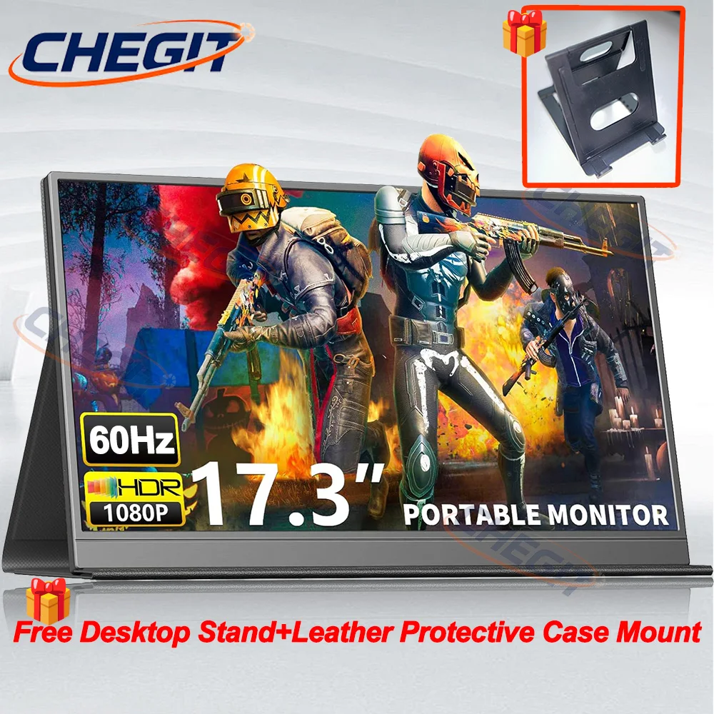 

17.3" Portable Monitor With Case+Stand Display Computer Monitor Extend Model USB-C MINI-HDMI For Laptop Xbox Switch PC Game