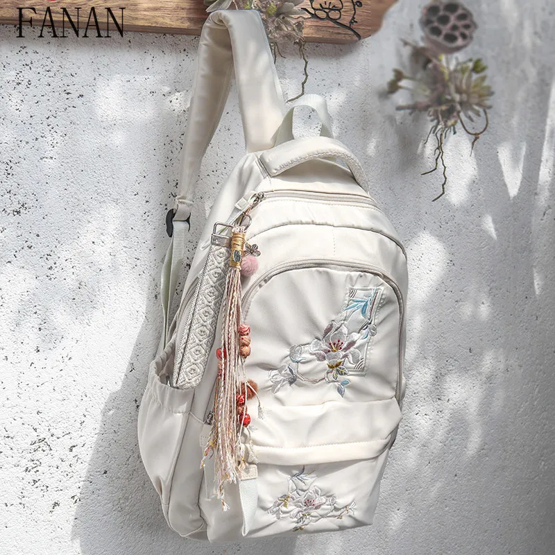 New Arrival A4 Laptop Backpack for School Trave Vintage-inspiredre Design with Chinese Style Embroidery Casual Backpacks