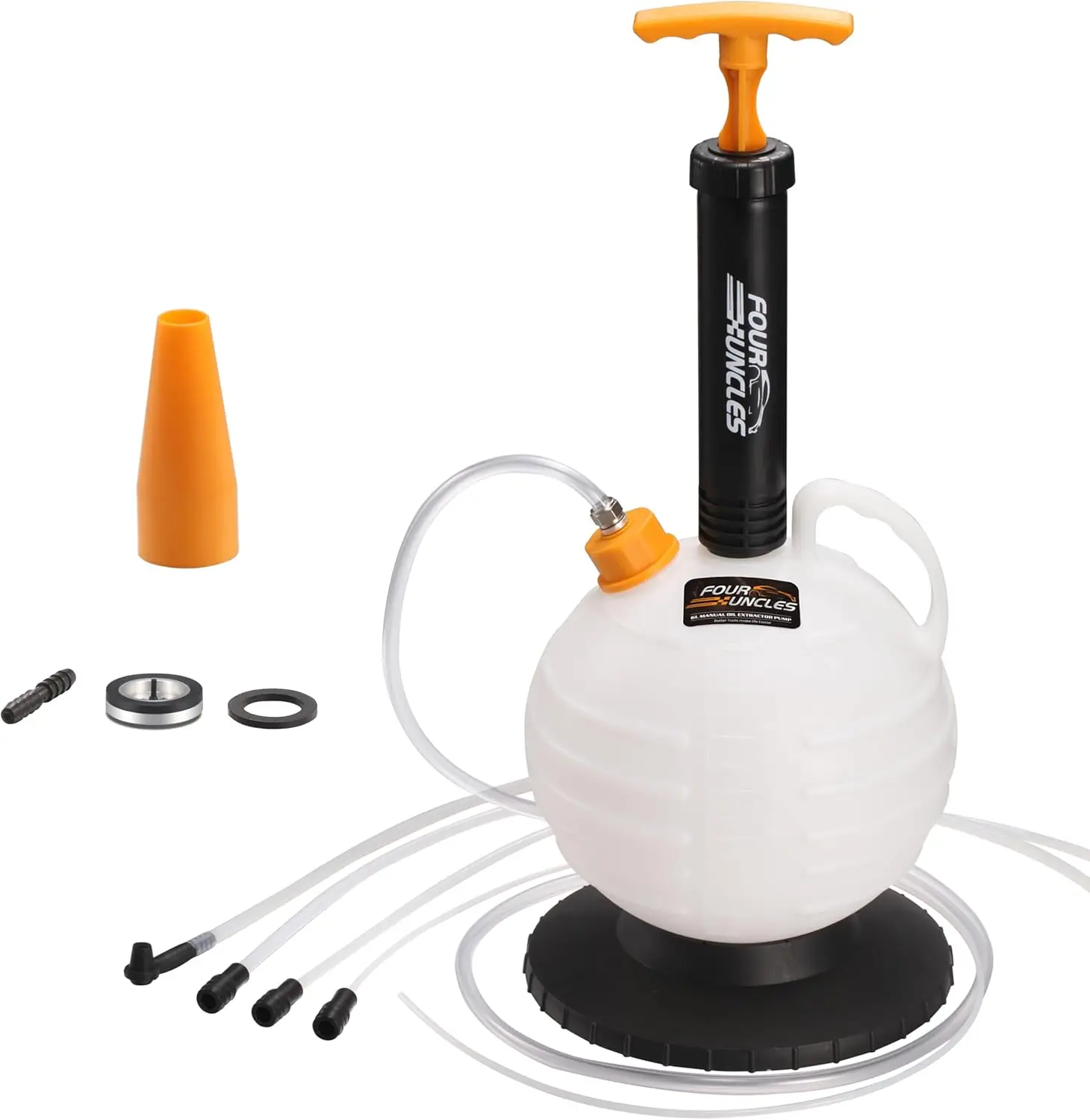 

6L Manual Oil Extractor Pump with 59" Hose, Extension Tubes for Auto Oil & Brake Fluid Change