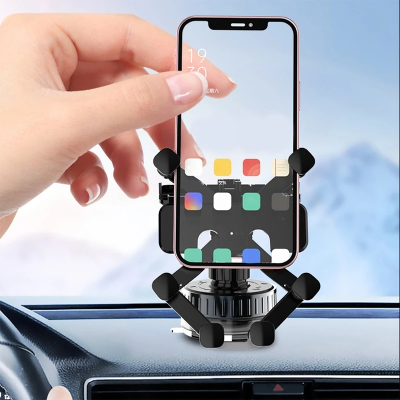 Car Dashboard Phone Holder with Secure Vacuum Suction & Full 360 Degree Rotation Capability For Safe Driving Experience D2RC