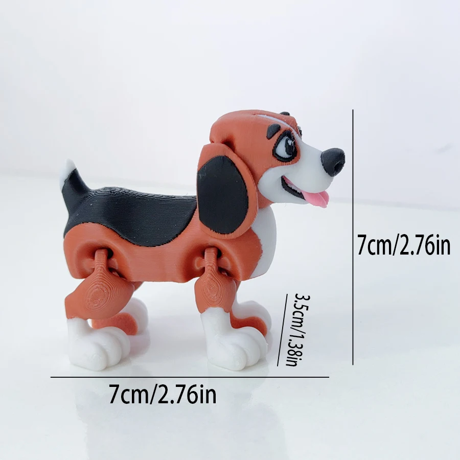 1pc 3d Printed Cute Beagle Model With Movable Limbs Plastic Animal With Movable Joints, Creative Desktop Decoration Sculpture