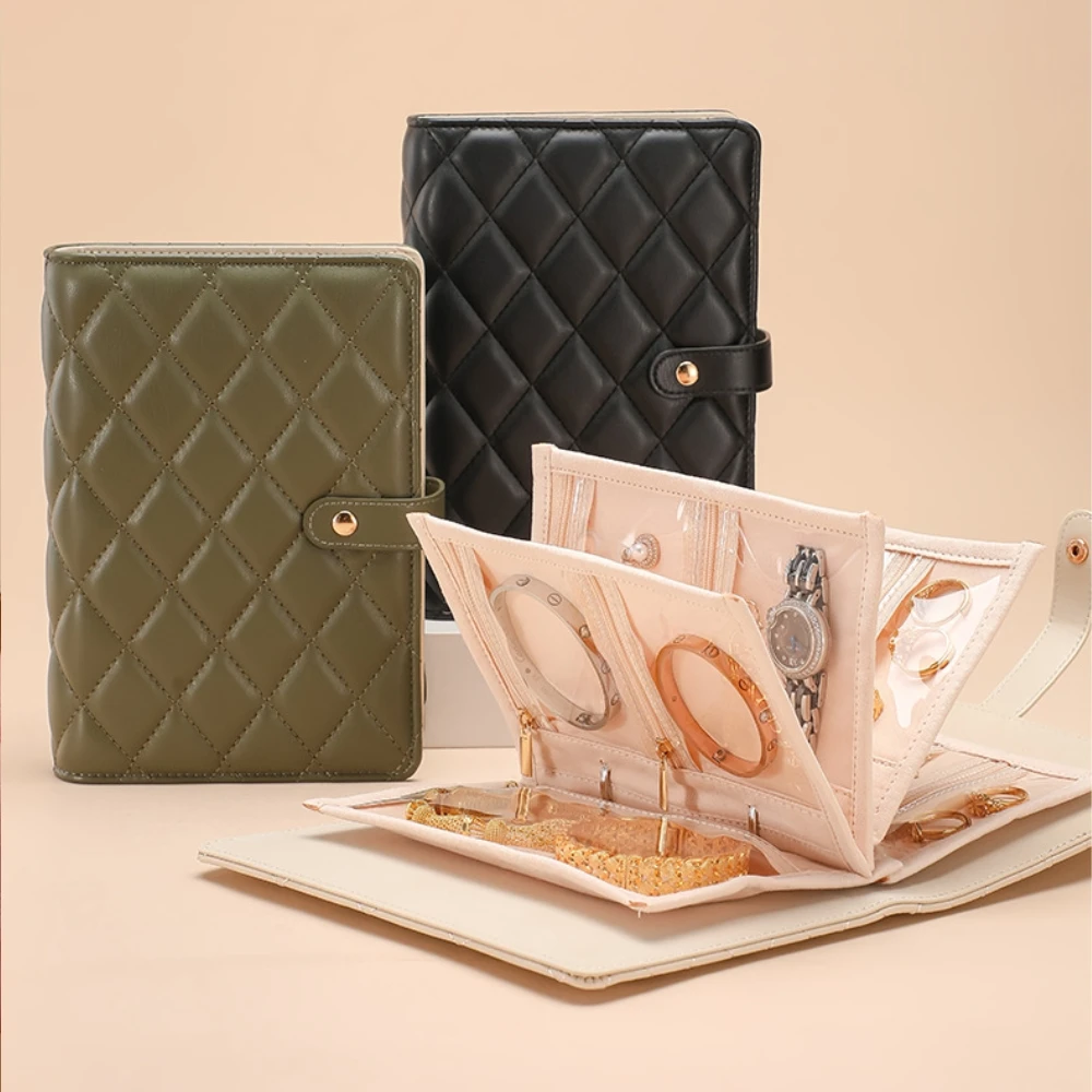 

Jewelry Storage Book Clear Display Binder Pages Velvet Collection PU Leather Book Luxury Necklace Bracelet Storage Zipper Bag