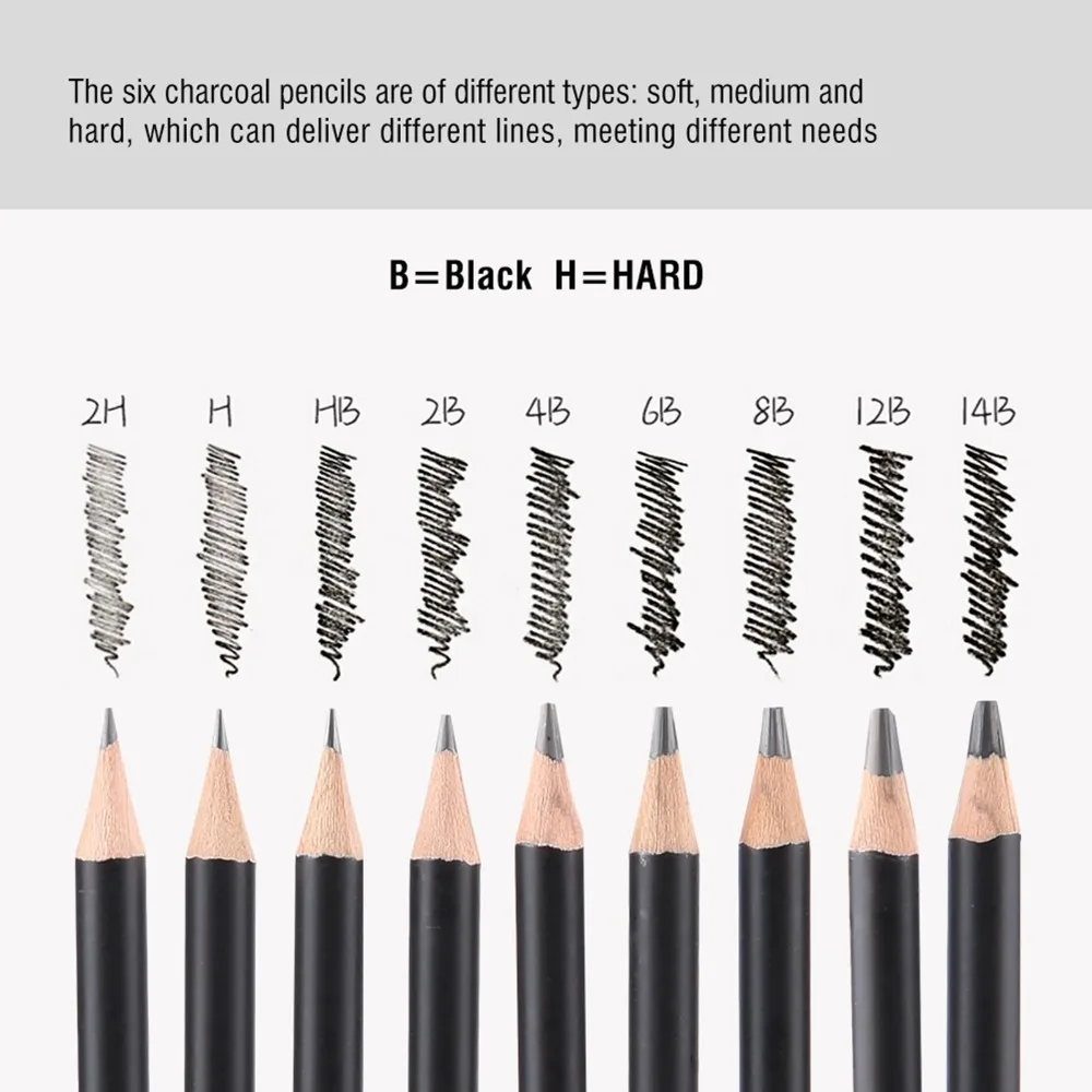 29PCS Multiple Hardness Sketch Pencil Kit Practical Portable Art Drawing Pencil Set Various Combinations Charcoal Sketch Pencils
