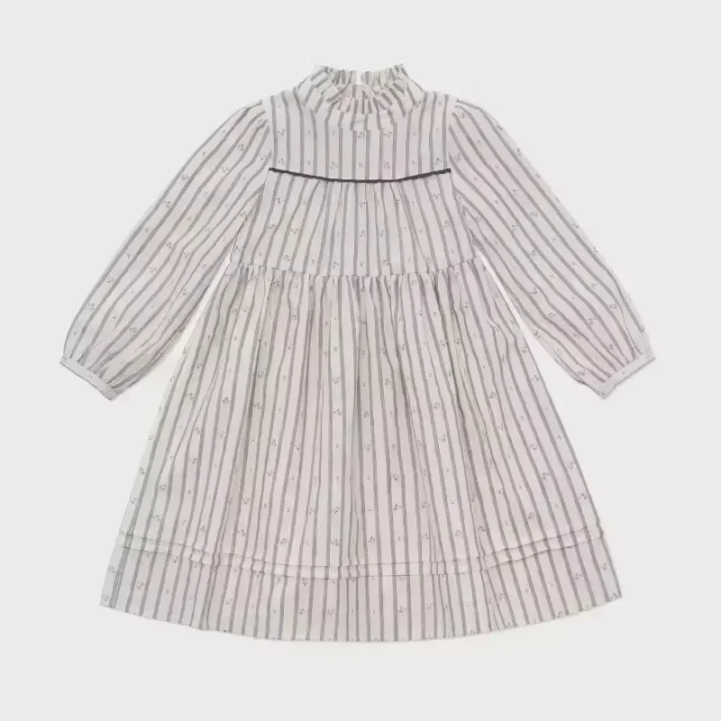 In Stock! LOU 2024 Autumn/Winter New Girls Dress Long Sleeves Embroidery Princess Dress Embroidered Lace Dress