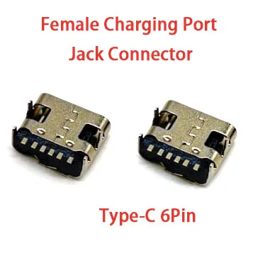 10-50Pcs USB Type-C 6Pin Female Charging Port Jack Connector SMT USB Type-C Socket Soldering Type Adapter