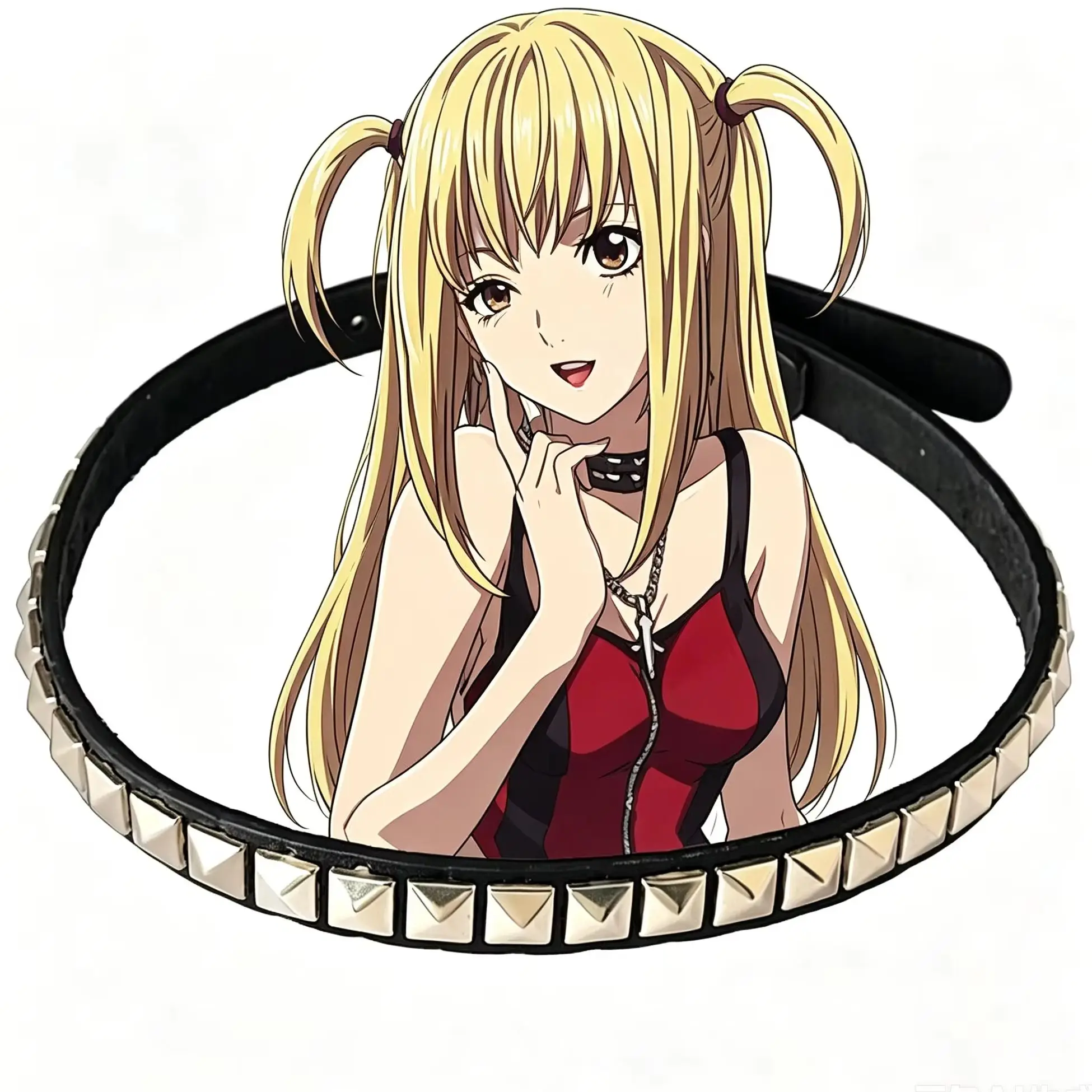 Anime Death Note Misa Amane Cosplay Necklace Y2K Wrist Square Bead Rivet Wrist Strap Punk PU Bracelet Suitable for Men Women