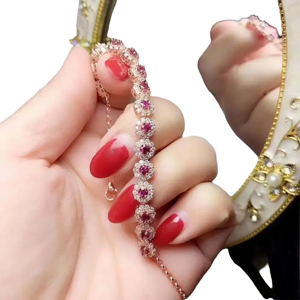 KJJEAXCMY-925 Sterling Silver Inlaid Gemstone Hand Bracelet for Women, Fine Jewelry, Exquisite Support Detection Party, birthday