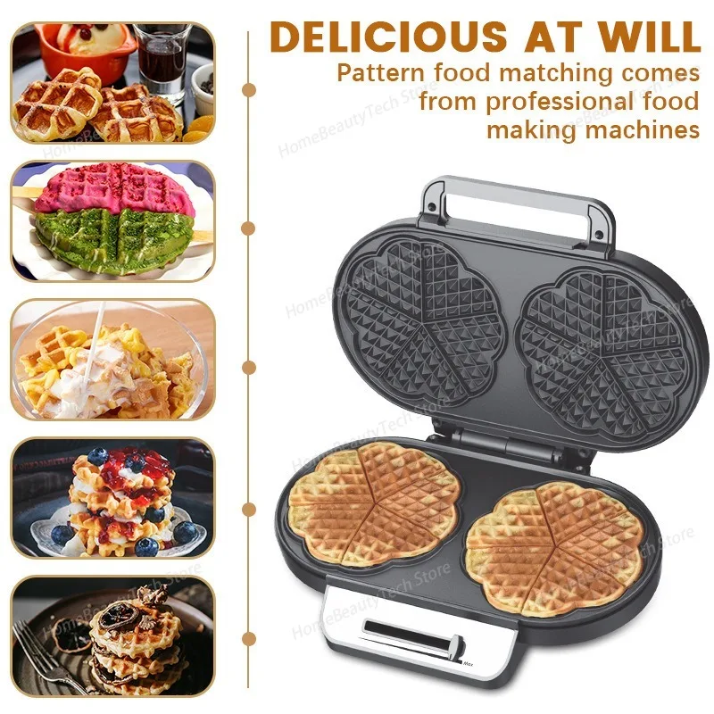 Sandwich Machine,heart-shaped Double-plate Sandwich Breakfast Machine,home European-standard Light Food Double Waffle Machine