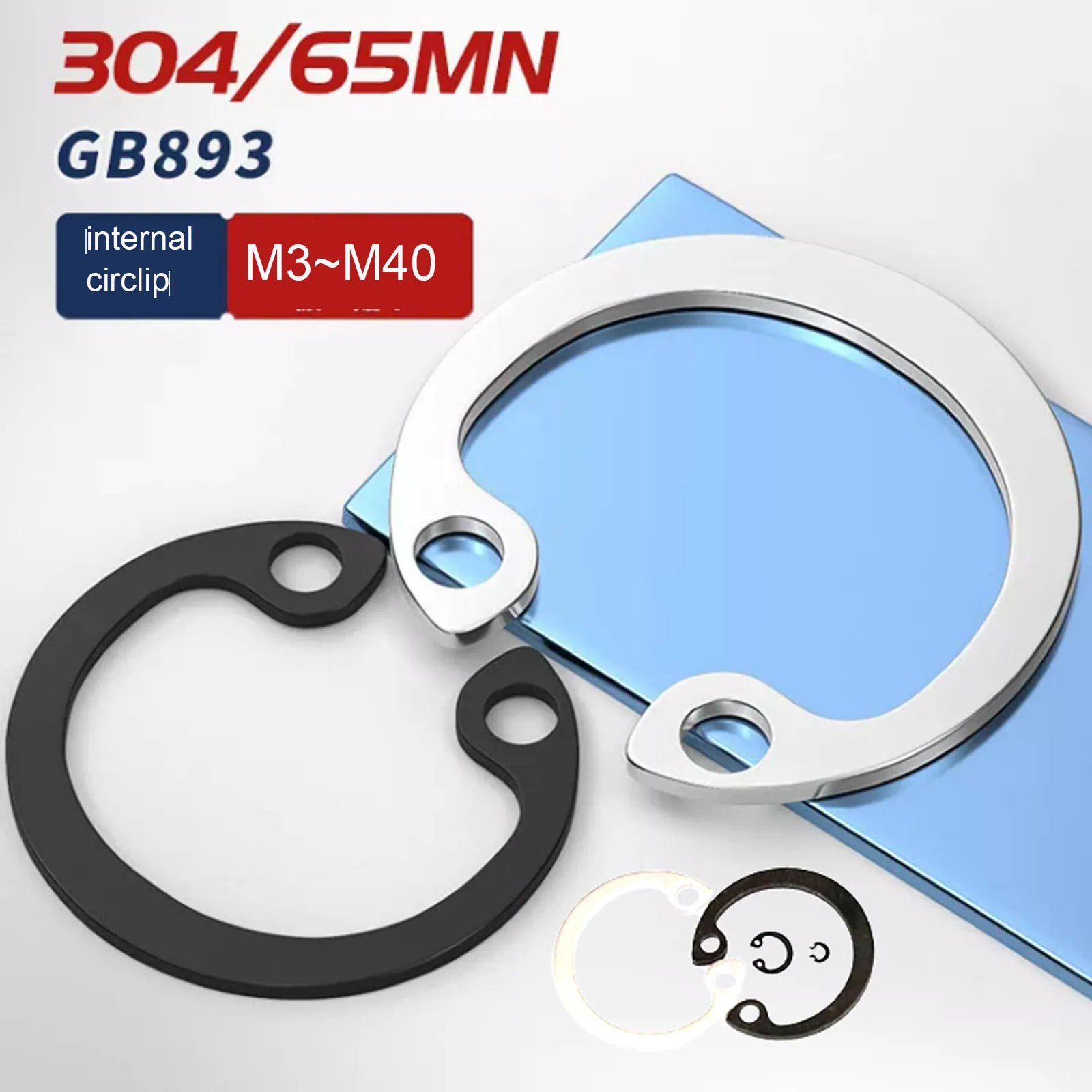 10/50pcs M3 M4M5 M6 to M40 GB893 65Mn Internal Hole Circlip C Type Retaining Ring 304 Stainless Steel Elastic Snap Ring For Bore