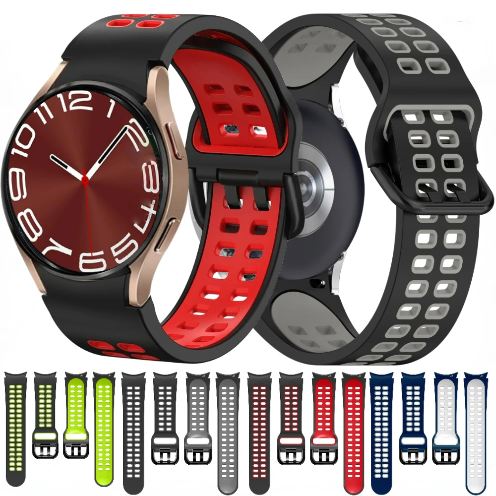 

Ремешок силиконовый для Samsung Galaxy Watch 6/5/4 44 мм 40 мм/Classic 47 мм 43 мм 46 мм 42 мм, браслет без зазора для Galaxy Watch 5 Pro 45 мм