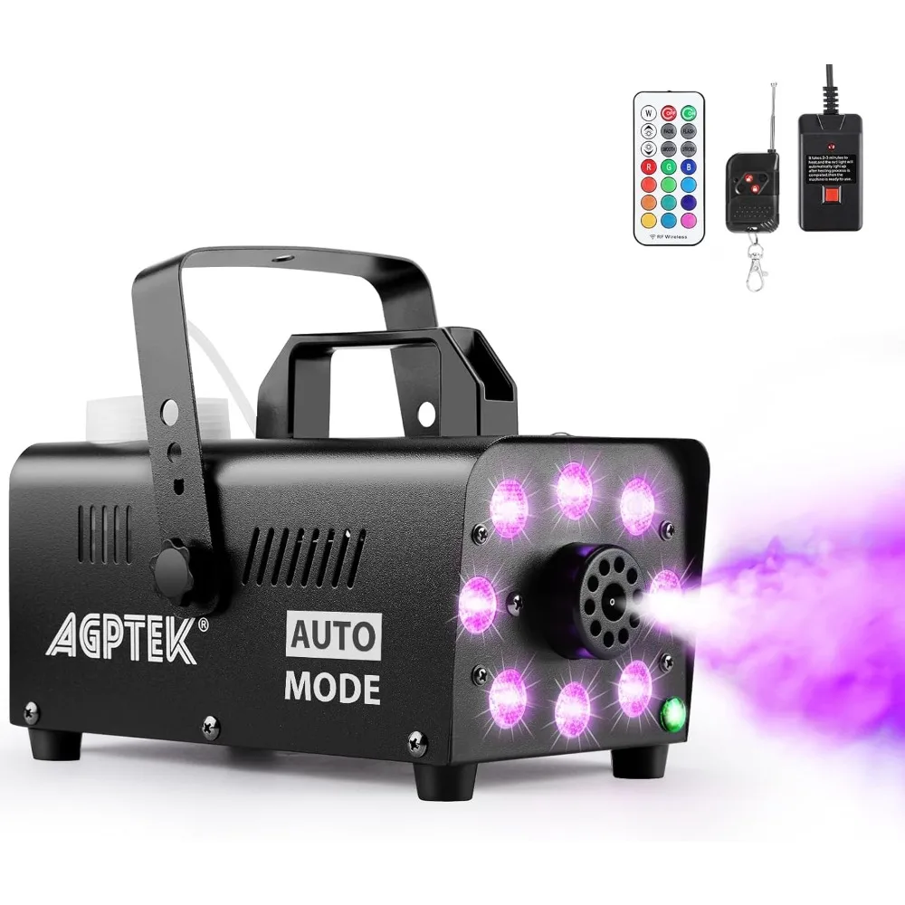 

Smoke Machine, Fog Machine with 13 Colorful LED Lights Effect, 500W and 2000CFM Fog with 1 Wired Receiver and 2 Wireless