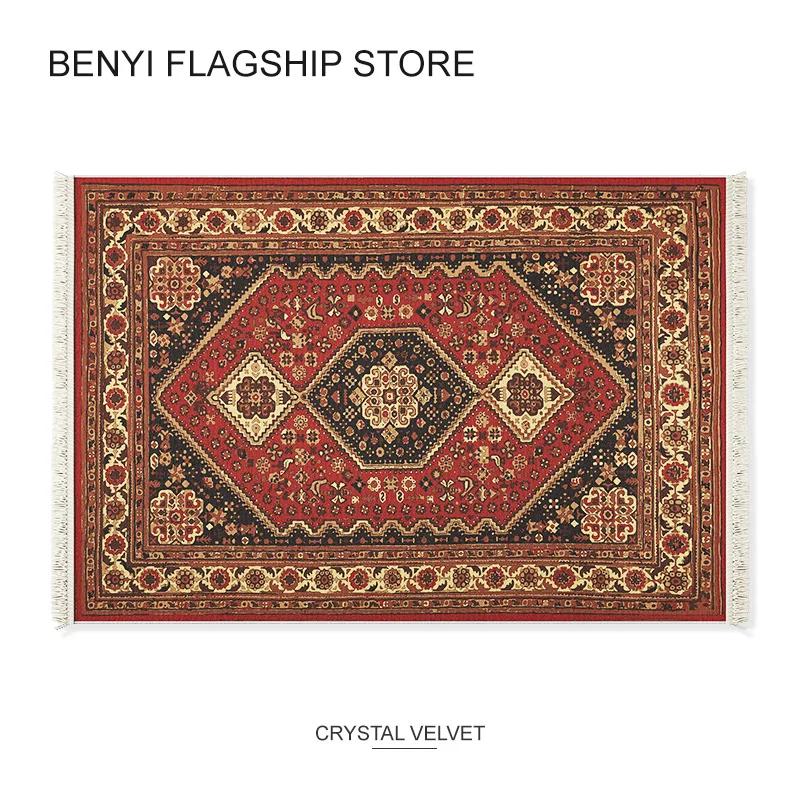 VIKAMA Bohemian Turkish Ethnic Style Fringe Carpet Living Room Sofa Moroccan Household B&B Bedroom Bedside Rug Home Decoration