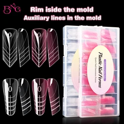 BNG NEW 150Pcs/Box Dual Forms Nail Mold With Rim Inside Acrylic Pink Nails Mold Quick Building Gel Mold Extension Top Upper Form